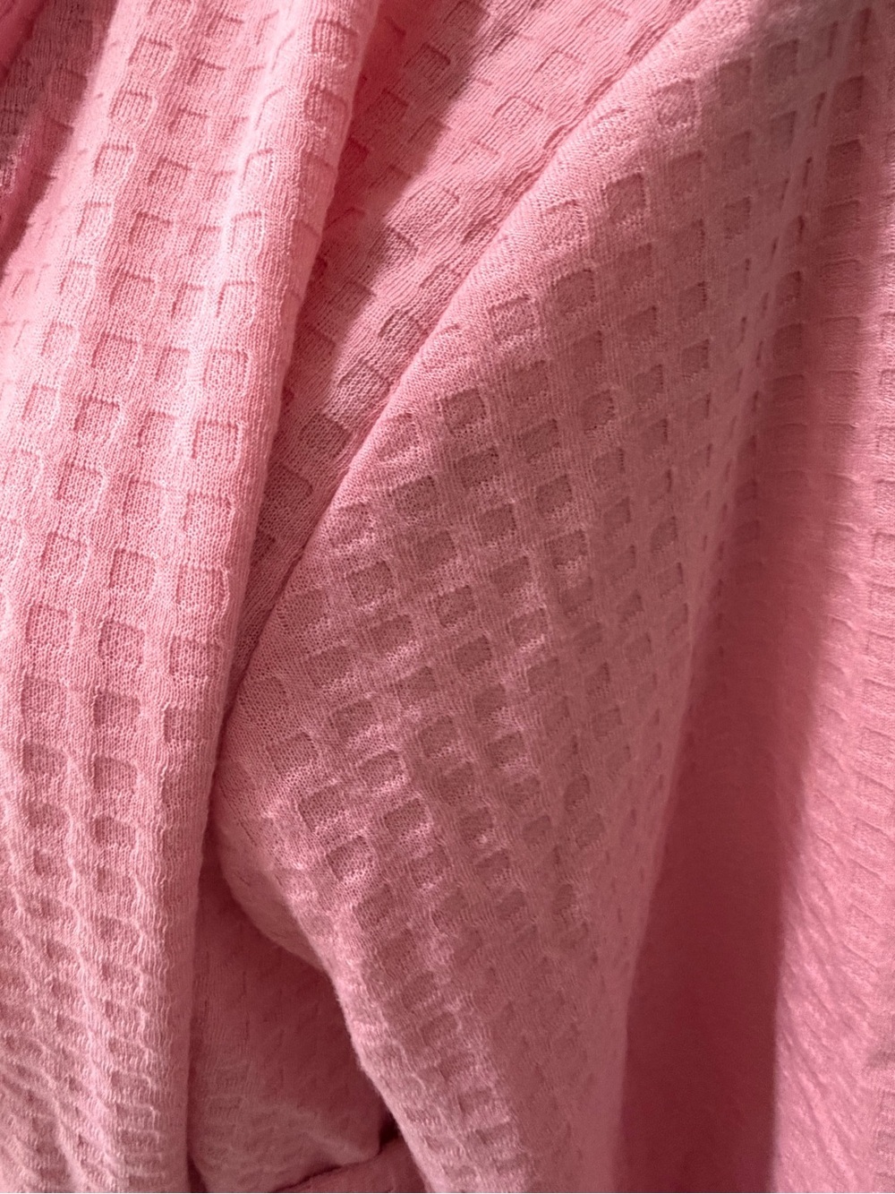 Pink Waffle-Knit Robe with Pockets - Picture 2 of 4
